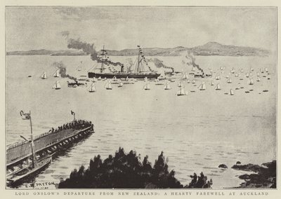 Vertrek van Lord Onslow uit Nieuw-Zeeland, een hartelijk afscheid in Auckland door Edward Payton
