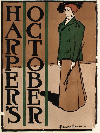 Vrouw in groen-bruin kostuum, Harper