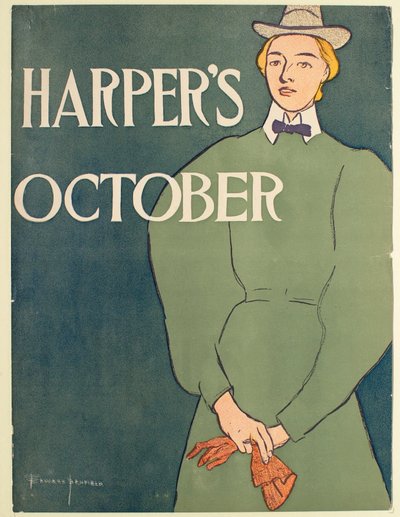 Vrouw in een groene jurk, oktober, Harper