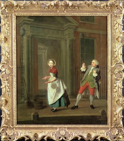 Een scène uit "Description Of A City Shower" door Jonathan Swift door Edward Penny