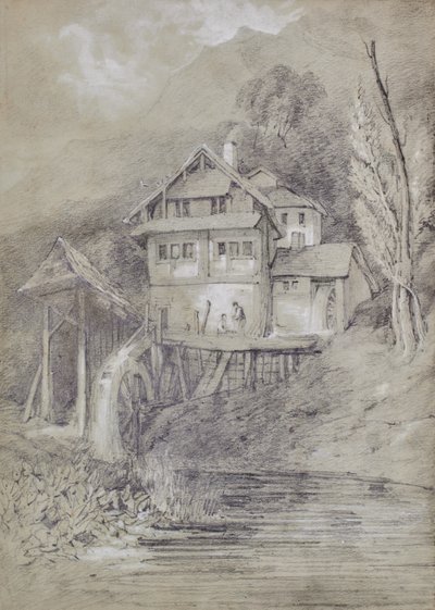 Landschap met watermolen door Edward Pretty