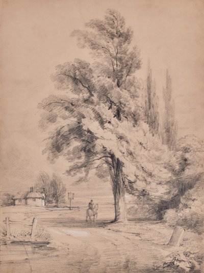 Landschap met boom en ruiter door Edward Pretty