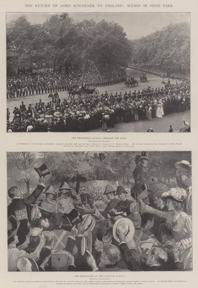 De terugkeer van Lord Kitchener naar Engeland, scènes in Hyde Park door Edward Read