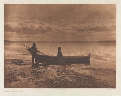 Portfolio IX, Plaat 312: Avond op Puget Sound door Edward S. Curtis