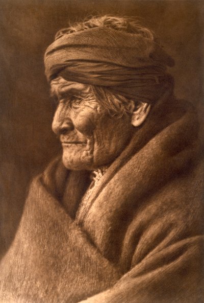 Geronimo, Hoofd van de Apache, als oude man in 1907 door Edward Sheriff Curtis