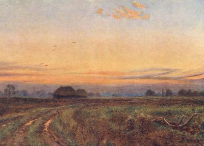 De zon gaat onder... De aarde keert als een moe kind haar gezicht naar de boezem van de nacht door Edward Wilkins Waite