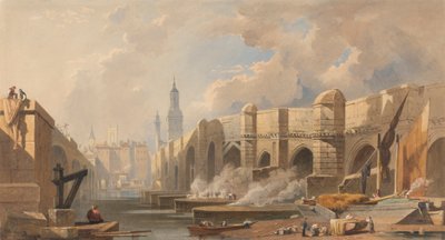 Oude en Nieuwe Londen Brug door Edward William Cooke