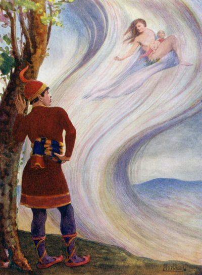 Er ontstond een grote wervelwind en het droeg haar weg met haar kind door Edwin Arthur Norbury