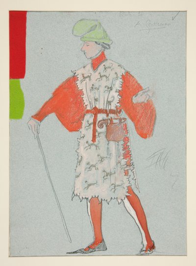 Een heer, kostuumschets voor Henry Irving door Edwin Austin Abbey
