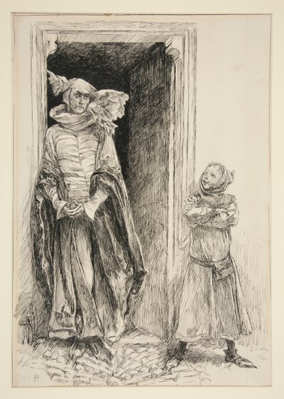 Armado en Moth, uit Act III, Scene i, Love door Edwin Austin Abbey