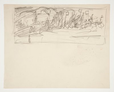 Compositie studie voor De zoektocht naar de Heilige Graal (serie van vijftien schilderijen voor de Boston Public Library, voltooid in 1901) door Edwin Austin Abbey