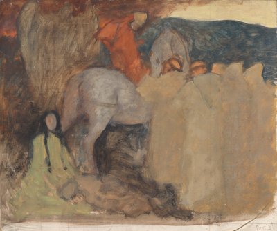 Compositorische Studie, mogelijk voor Galahad Vertrekt uit het Land, in De Zoektocht en Prestatie van de Heilige Graal, Boekbezorgingskamer, Boston Openbare Bibliotheek door Edwin Austin Abbey