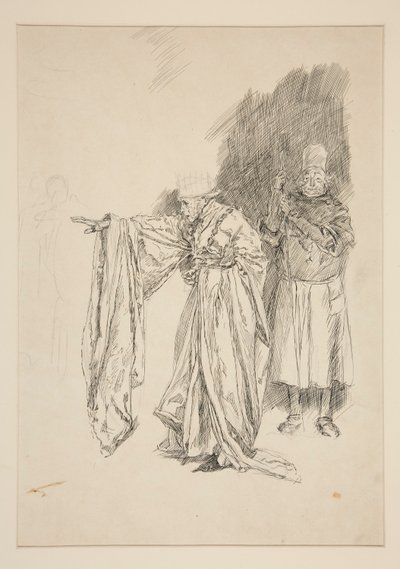 Vroege studie voor Koning - Act II, Scene III, Allen door Edwin Austin Abbey
