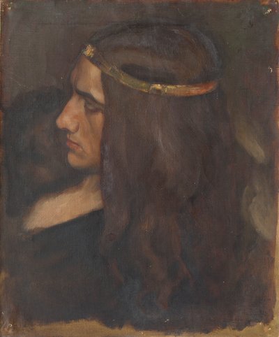 Figurenstudie van Hamlet, voor De Toneelscène in Hamlet, Act III, Scene II door Edwin Austin Abbey