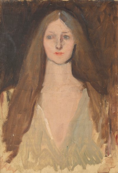 Figurenstudie van Ophelia, voor De Toneelscène in Hamlet, Act III, Scene II door Edwin Austin Abbey