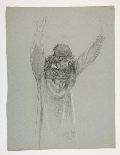Figurenstudie voor Koning Arthur door Edwin Austin Abbey