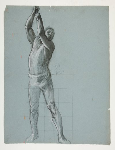 Figurenstudie voor De geest van Vulcan, Genius van de arbeiders in ijzer en staal, capitool rotunda, Harrisburg, Pennsylvania door Edwin Austin Abbey