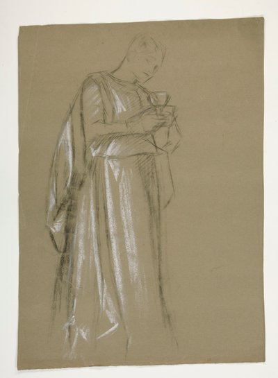 Figurenstudie voor de jonge Galahad, uit De zoektocht naar de Heilige Graal (eerste van een reeks van vijftien muurschilderingen voor de Boston Public Library, voltooid in 1901) door Edwin Austin Abbey