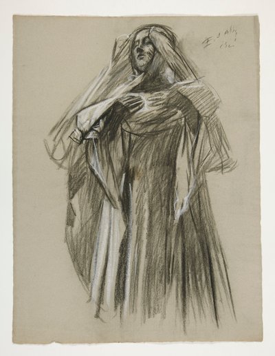 Figurenstudie voor de Jonge Galahad, uit De Zoektocht naar de Heilige Graal (eerste van een serie van vijftien muurschilderingen voor de Boston Public Library, voltooid in 1901) door Edwin Austin Abbey