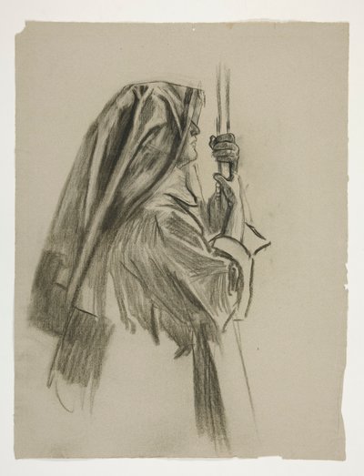 Figurenstudie voor de Ridderslag van Sir Galahad, uit De Zoektocht naar de Heilige Graal (een serie van 15 schilderijen voor de Boston Public Library, voltooid in 1901) door Edwin Austin Abbey
