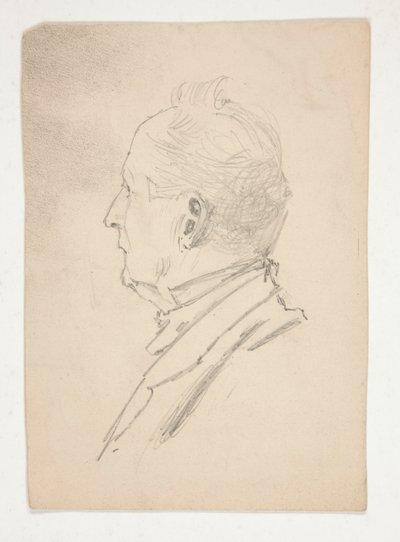 Hoofd van een man (recto); Fragmenten van schetsen (verso) door Edwin Austin Abbey