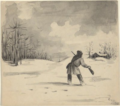 Jager in de Sneeuw door Edwin Austin Abbey