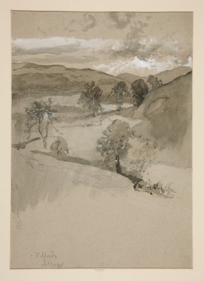 Landschap - Velden door Edwin Austin Abbey