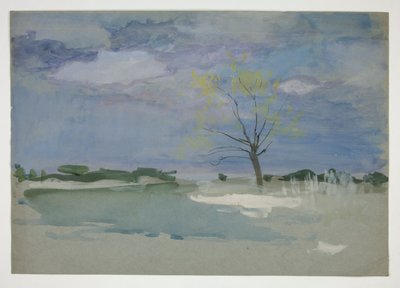 Landschap met boom door Edwin Austin Abbey