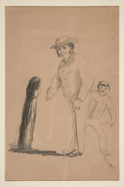 Man en jongen (recto); Hoofden en figuren van Chinezen (verso) door Edwin Austin Abbey