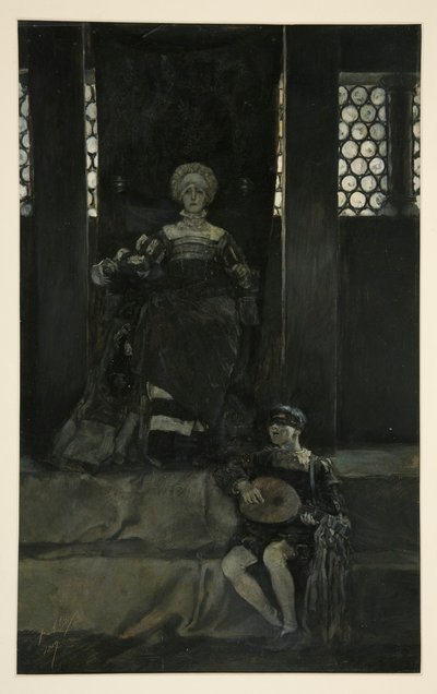 Mariana en jongen zingen - Act III, Scene I, Measure for Measure door Edwin Austin Abbey