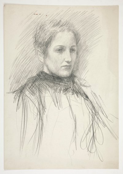 Portret van een jonge mevrouw Abbey (?) door Edwin Austin Abbey