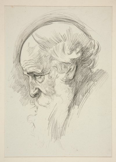 Portret van een oude bebaarde man, in profiel door Edwin Austin Abbey