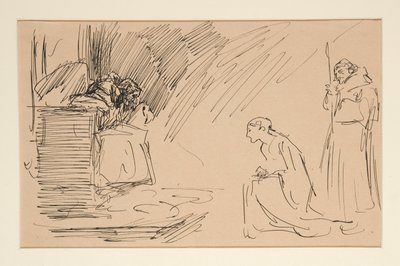 Voorlopige schets voor Act II, Scene I, All door Edwin Austin Abbey