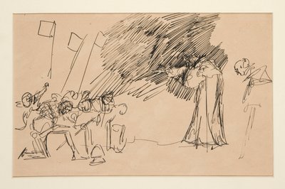 Voorlopige schets voor Act II, Scene I, All door Edwin Austin Abbey