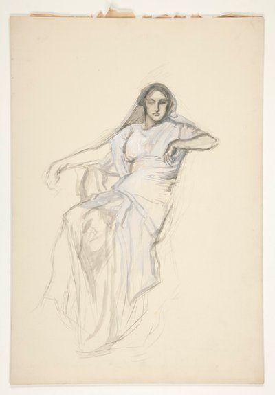 Zittende dame, schets voor een niet-geïdentificeerd Shakespeare-stuk door Edwin Austin Abbey