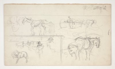 Blad met schetsen door Edwin Austin Abbey