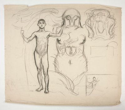 Blad met schetsen door Edwin Austin Abbey