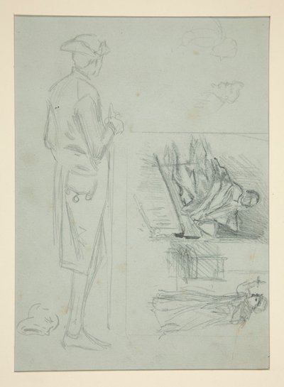 Blad met schetsen door Edwin Austin Abbey