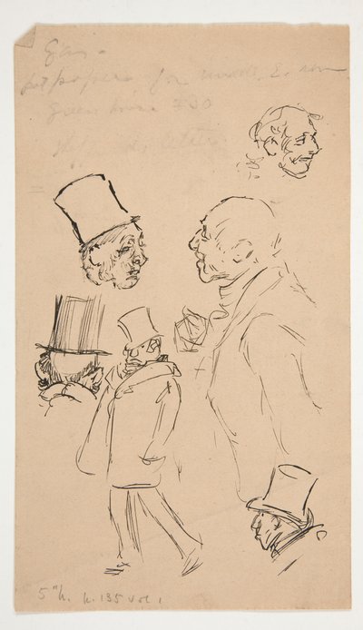 Blad met schetsen door Edwin Austin Abbey