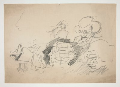 Blad met schetsen door Edwin Austin Abbey