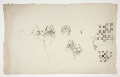 Blad met schetsen voor door Edwin Austin Abbey
