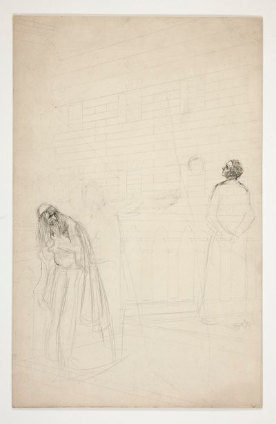 Shylock op brug - Act I, Koopman van Venetië door Edwin Austin Abbey