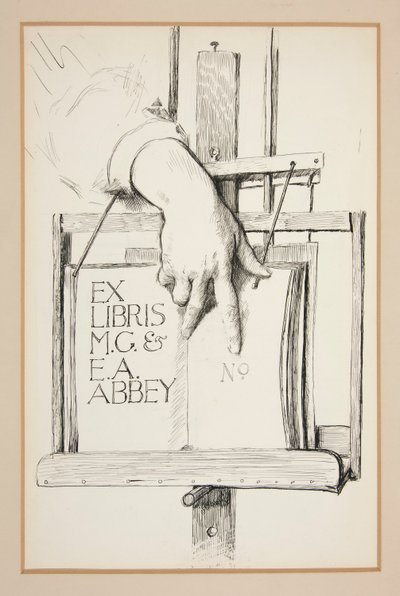 Schets voor Ex Libris: M.G. & E.A. Abbey door Edwin Austin Abbey