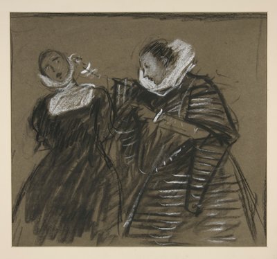 Schets voor Taming of the Shrew (?) door Edwin Austin Abbey