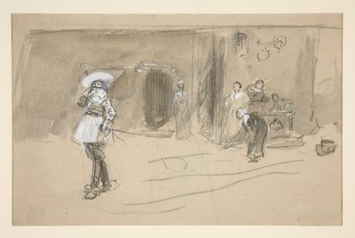 Schets voor een illustratie voor Selections from the Poetry of Robert Herrick (boek uitgegeven door Harper in 1882, eerder gepubliceerd in Harper) door Edwin Austin Abbey