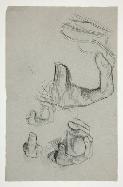 Schets van hand die een stok vasthoudt door Edwin Austin Abbey