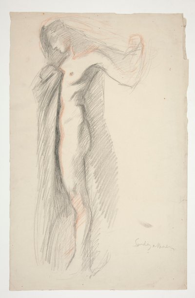 Studie van figuur van 6 uur, voor De Uren muurschildering in het State Capitol gebouw in Harrisburg, Pennsylvania door Edwin Austin Abbey