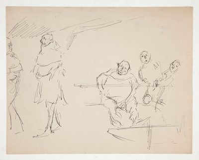 Studies voor een niet-geïdentificeerd Shakespeare-stuk (Falstaff?) (recto en verso) door Edwin Austin Abbey
