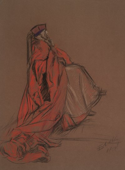 Studie voor Kardinaal Woolsey voor Proces van Catherine door Edwin Austin Abbey