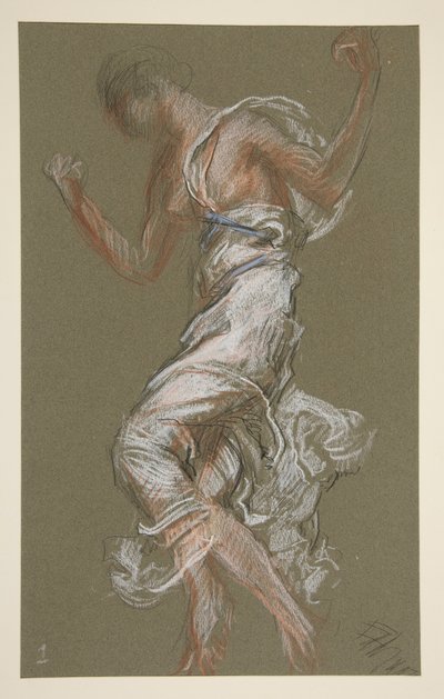 Studie voor figuur van 1 uur in door Edwin Austin Abbey